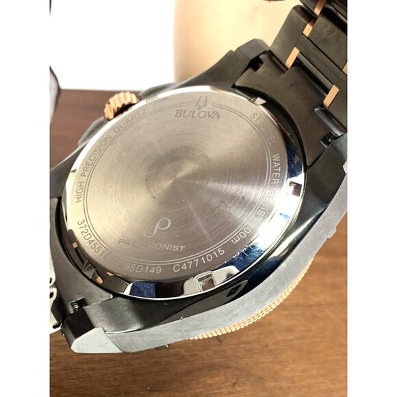 Bulova Men's Watch Precisionist 98D149 Quartz Diamond Dial Rose Gold Gunmetal - Picture 7 of 15